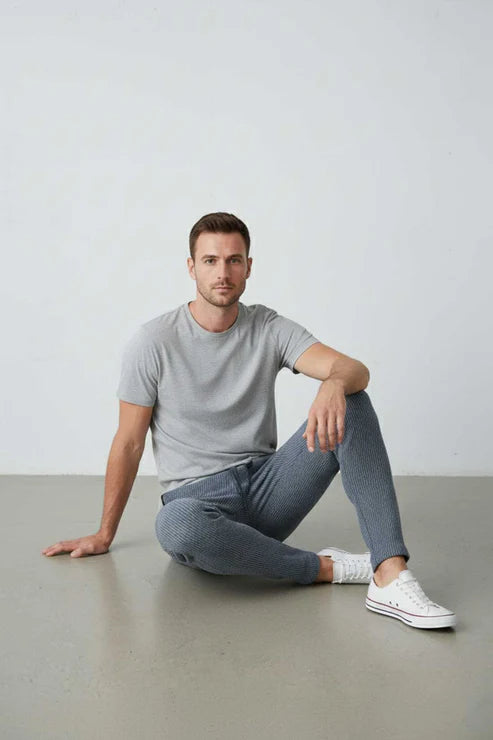 Men’s Slim-Fit Pinstripe Casual Trousers